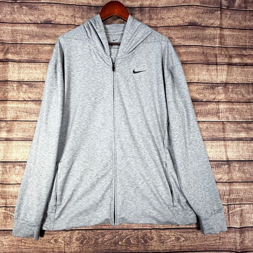 Nike Dri-FIT Full Zip Hoodie Men's XL Gray BQ2864 Yoga Training Jacket Athletic